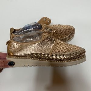 Rose Gold Woven Leather Handmade Kwarachi Artisanal Huarache Shoes